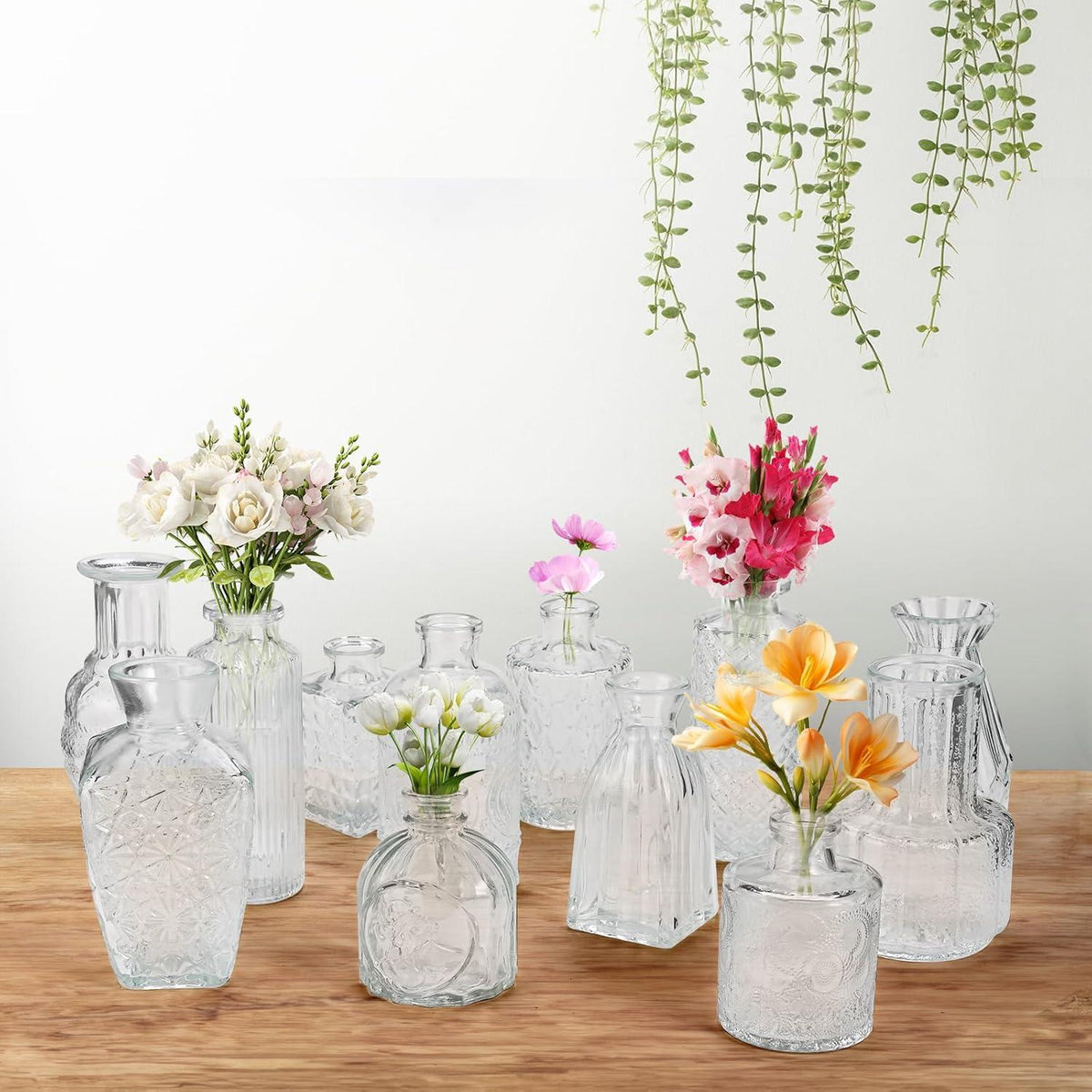 Kleine Glasvase Set 12St, Vintage Blumenvase Tischdeko