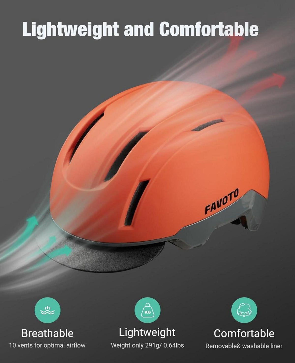 Favoto Urban Fahrradhelm Leicht Inmould-Technologie L(57-61cm) Urban Schwarz