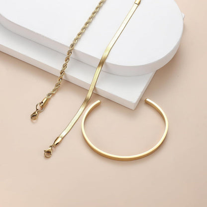 Damen Armband Set Gold 14 Karat Vergoldet Edelstahl Perlen Ketten