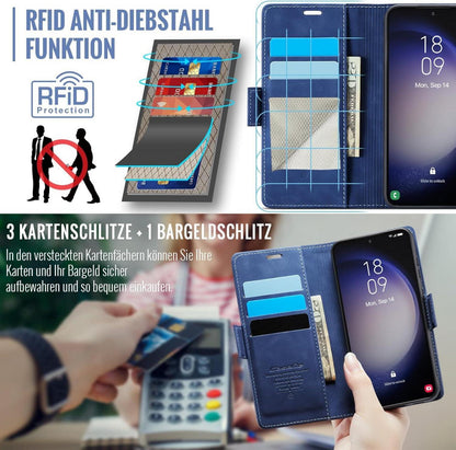 Samsung Galaxy S23 5G Klapphülle PU Leder RFID Schutz Blau