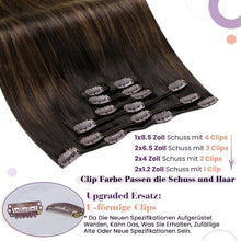 Clip-In Echthaar Extensions Braun Ombre Balayage 45cm