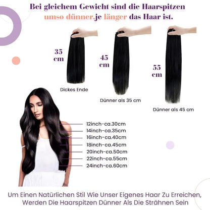 Clip-In Echthaar Extensions Braun Ombre Balayage 45cm