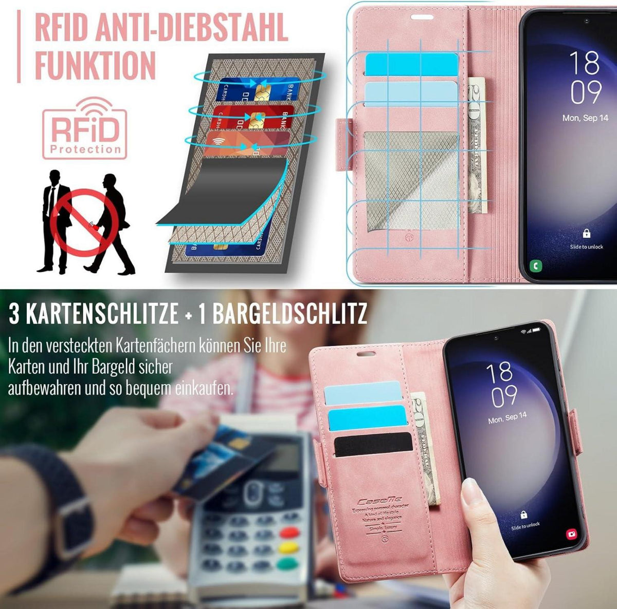 Samsung Galaxy S23 5G Handyhülle Klappbar PU Leder RFID