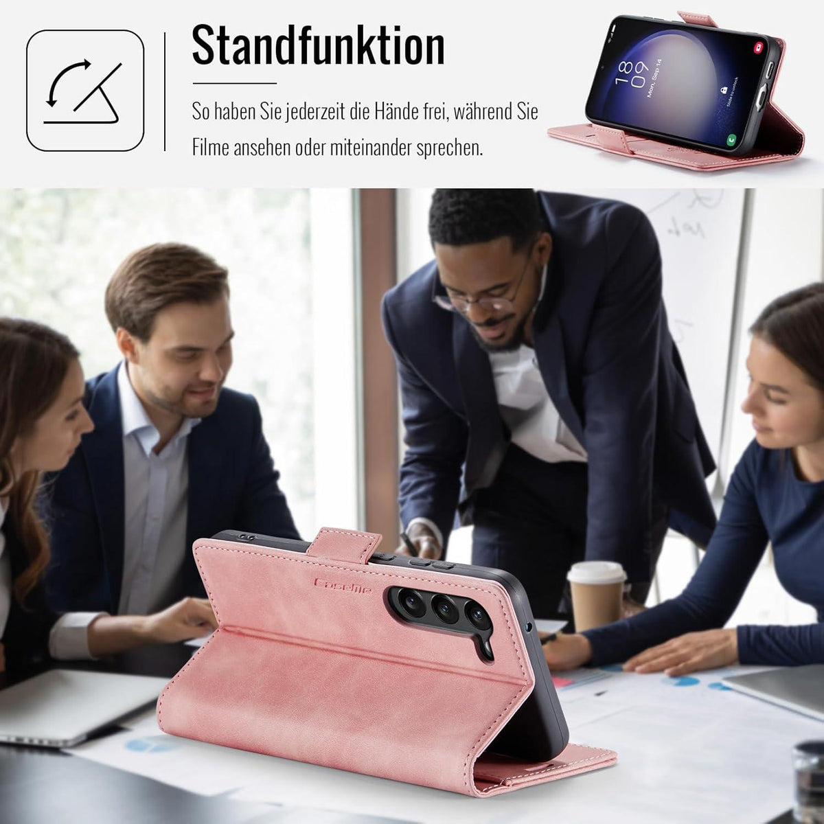 Samsung Galaxy S23 5G Klapphülle RFID Schutz Standfunktion Rosa