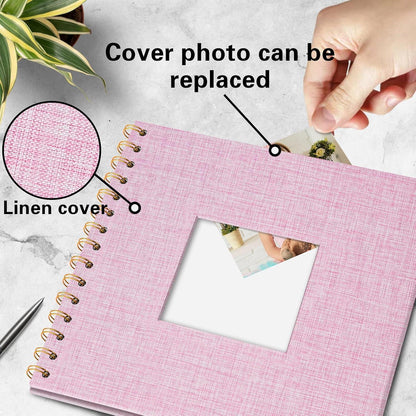 DIY Fotoalbum Leinen Rosa 20,5x20,5 cm mit 40 Seiten