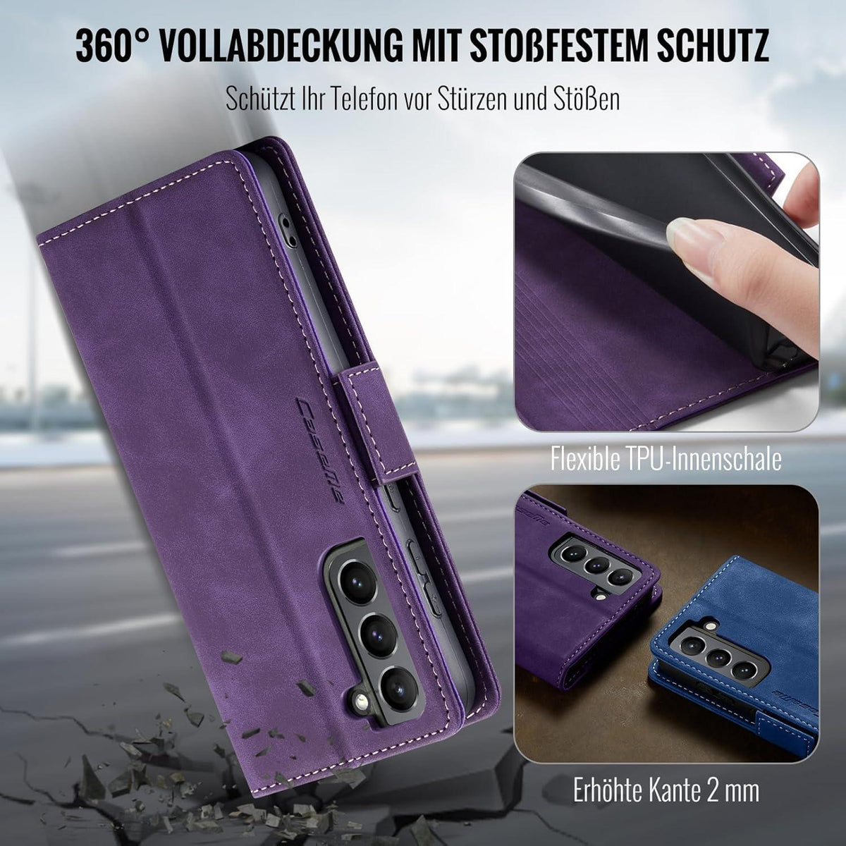 XYGLOW Samsung Galaxy S21 Handyhülle 5G Lila PU Lederhülle