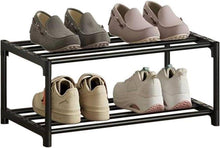 Schmales Stapelbares Schuhregal 2-Ebenen Schwarz