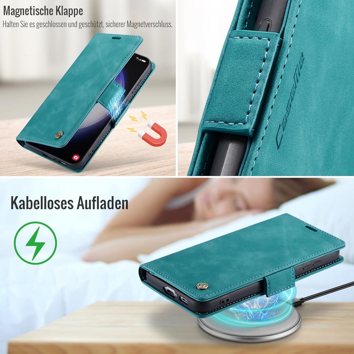 XYGLOW Samsung Galaxy S23 5G Handyhülle RFID Schutz Grün Standfunktion