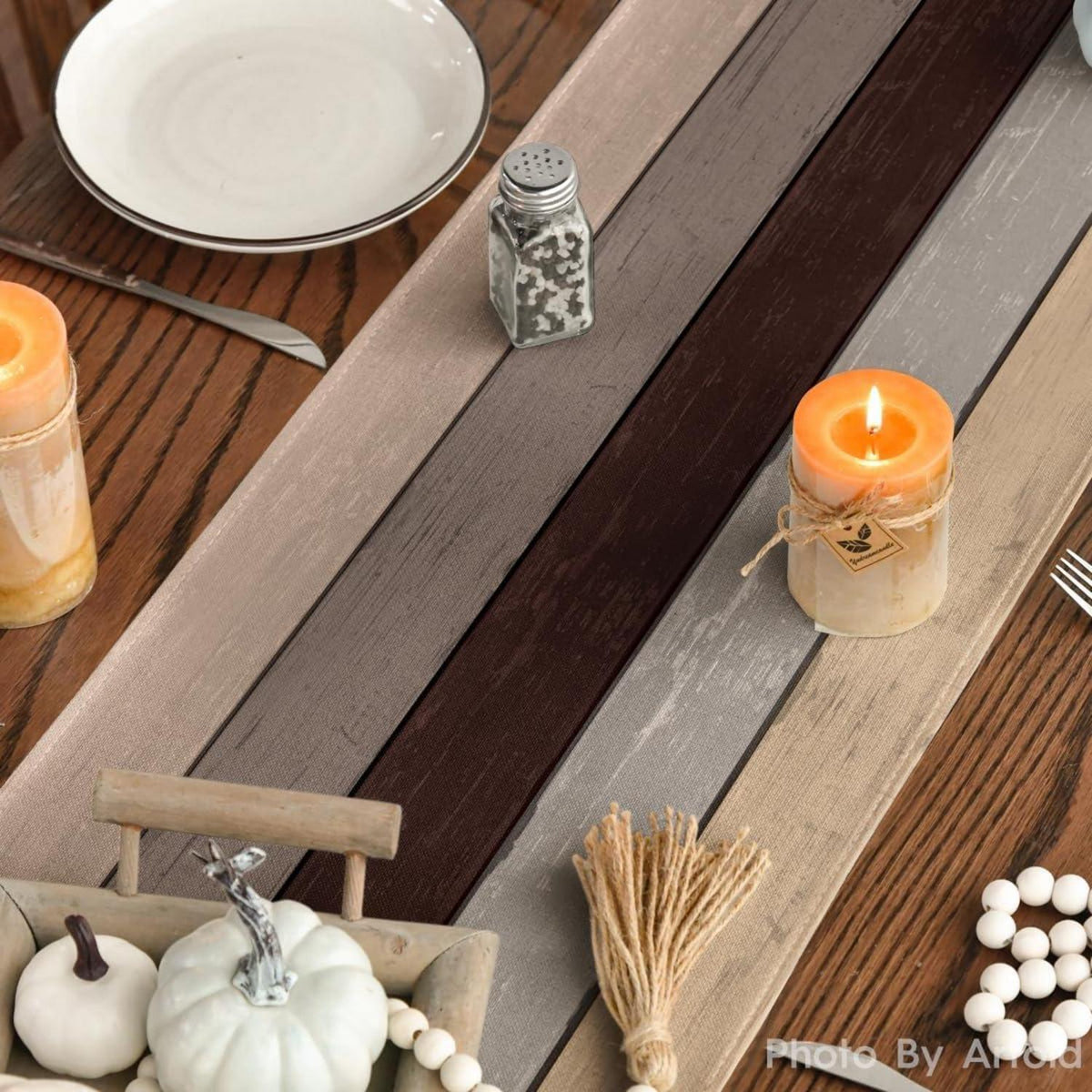 Herbst Tischläufer 40x300 cm Braun Rustikal Holz Stil