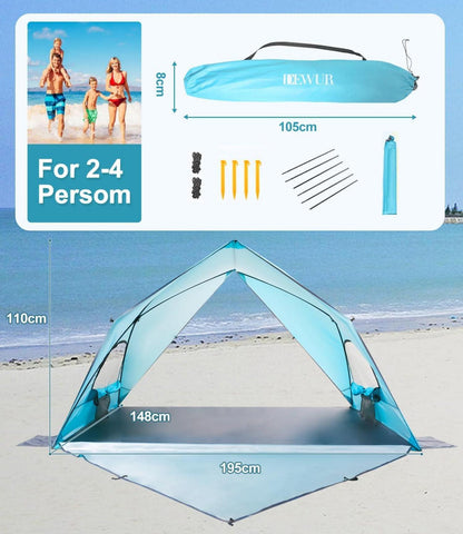 Dewur Dreieck Strandmuschel UPF 50+ UV Sonnenschutz für 2-4