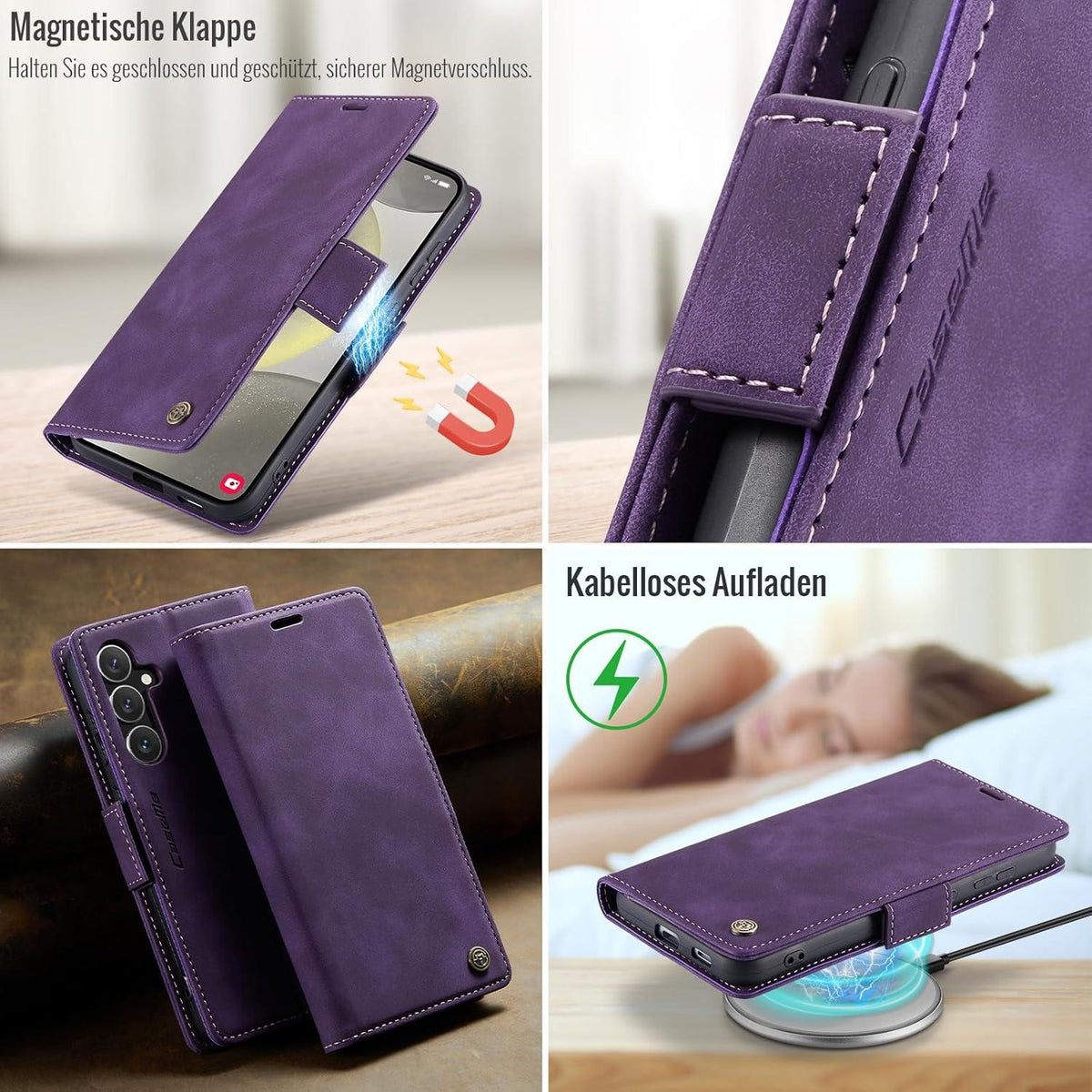Handyhülle Samsung Galaxy S24 5G Flip Case Lila RFID Schutz