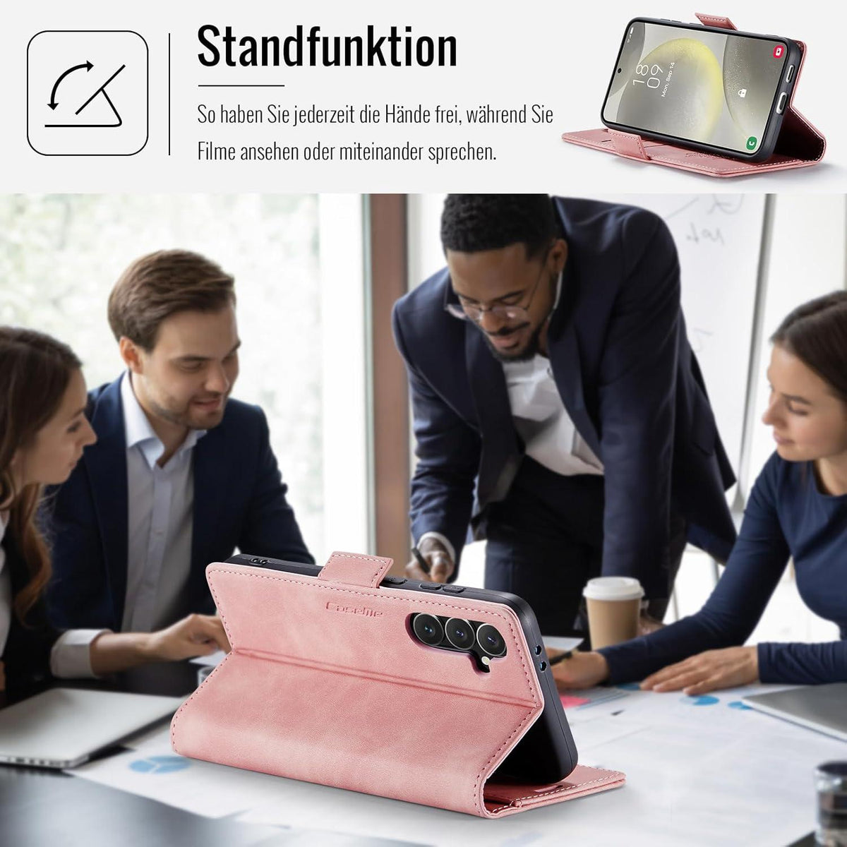 Samsung Galaxy S24 5G Handyhülle Flip Case Premium PU Leder RFID Schutz