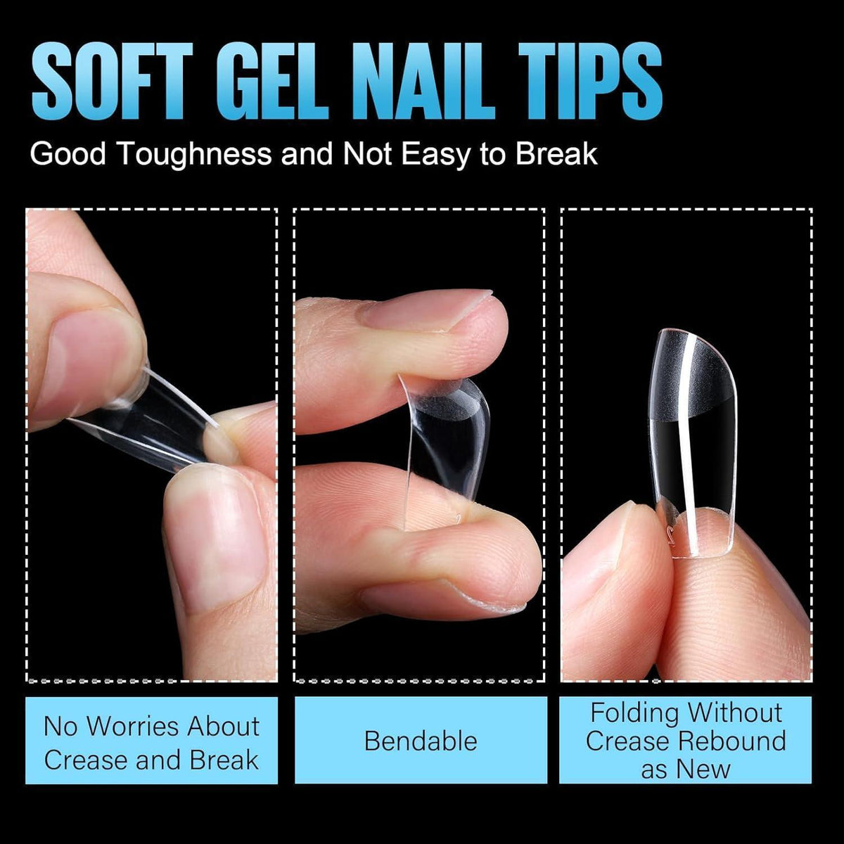 192 Gel Nagelspitzen – Kurze, Quadratische Full Cover Tips