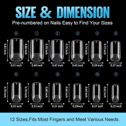 192 Gel Nagelspitzen – Kurze, Quadratische Full Cover Tips