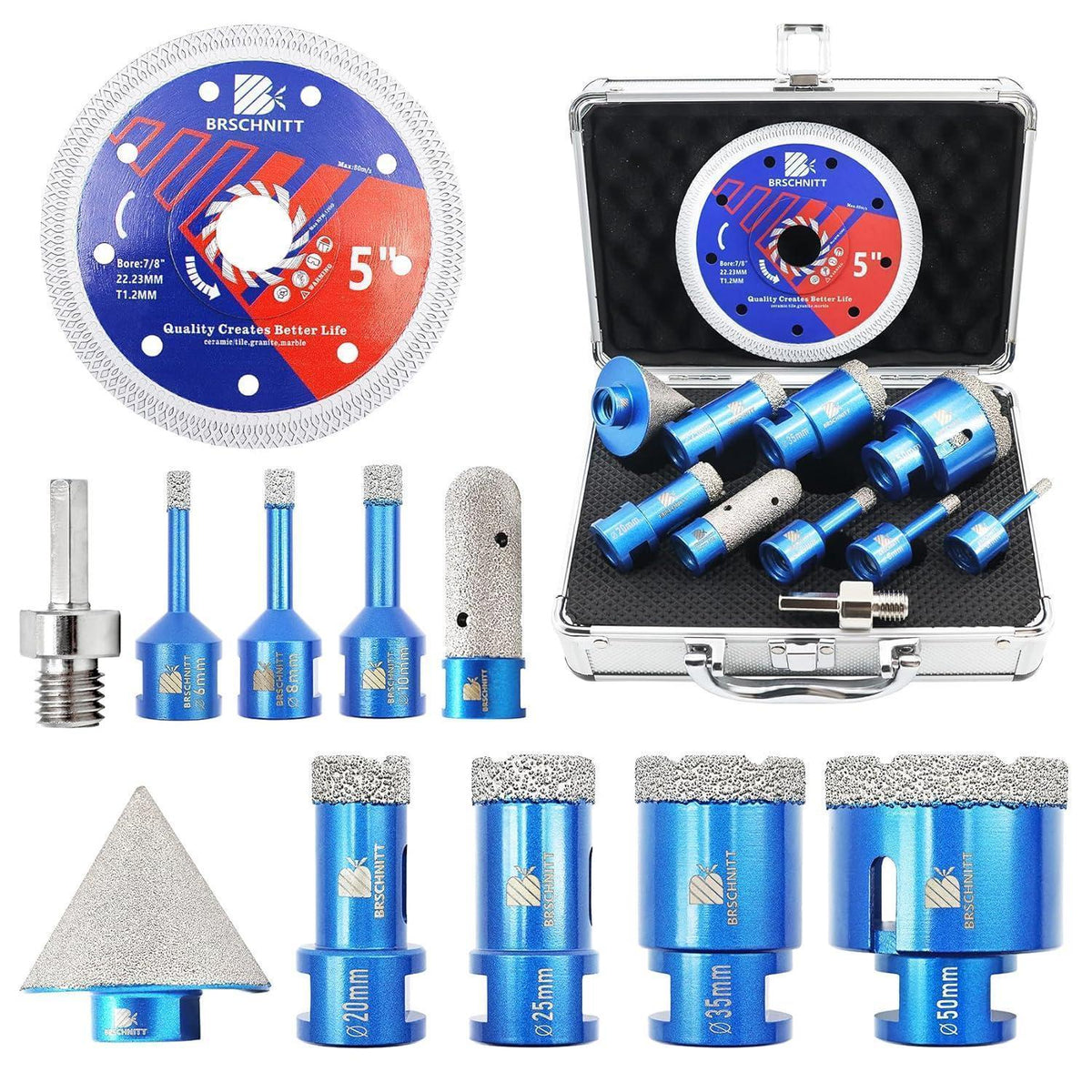 Diamantbohrer Set für Fliesen & Stein mit Fingerfräser