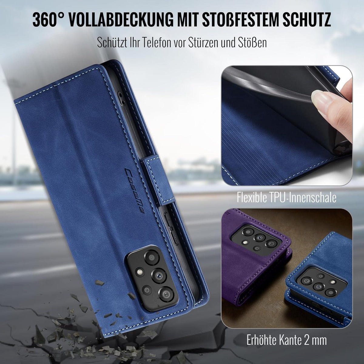Handyhülle Samsung Galaxy A53 5G Klapphülle RFID Schutz Blau