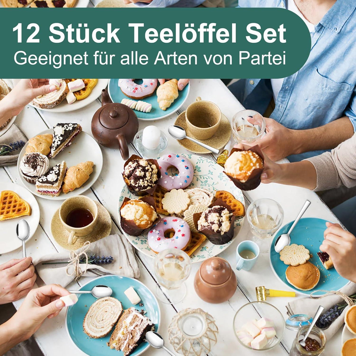 Kaffeelöffel Edelstahl Teelöffel Dessertlöffel spiegelpoliert 13,6cm
