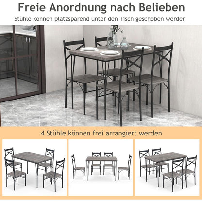 Esstisch Set 5-teilig mit Stühlen – Moderne Essgruppe für 4 Personen