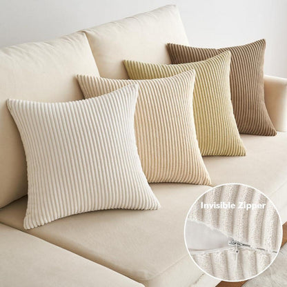 EMEMA Kissenbezug Kordsamt Zierkissenbezug 45x45 cm 4er Set - Beige Serie