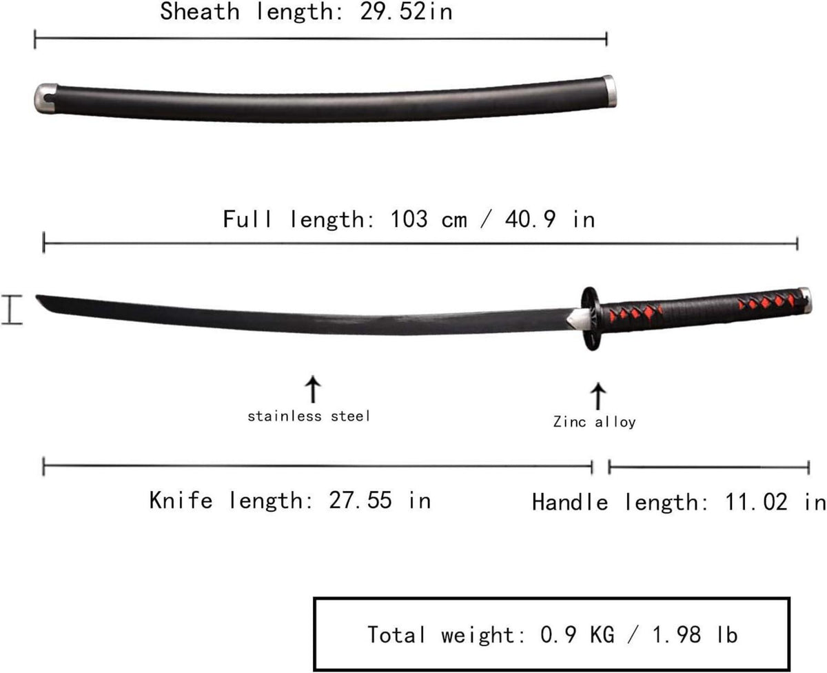 Samurai Cosplay Schwert aus echtem Metall 104cm Anime-Klinge