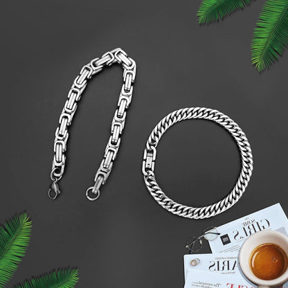 Herren Armband Silber Edelstahl Panzerkette 6mm 19.0 cm LOCCY 2 Stück