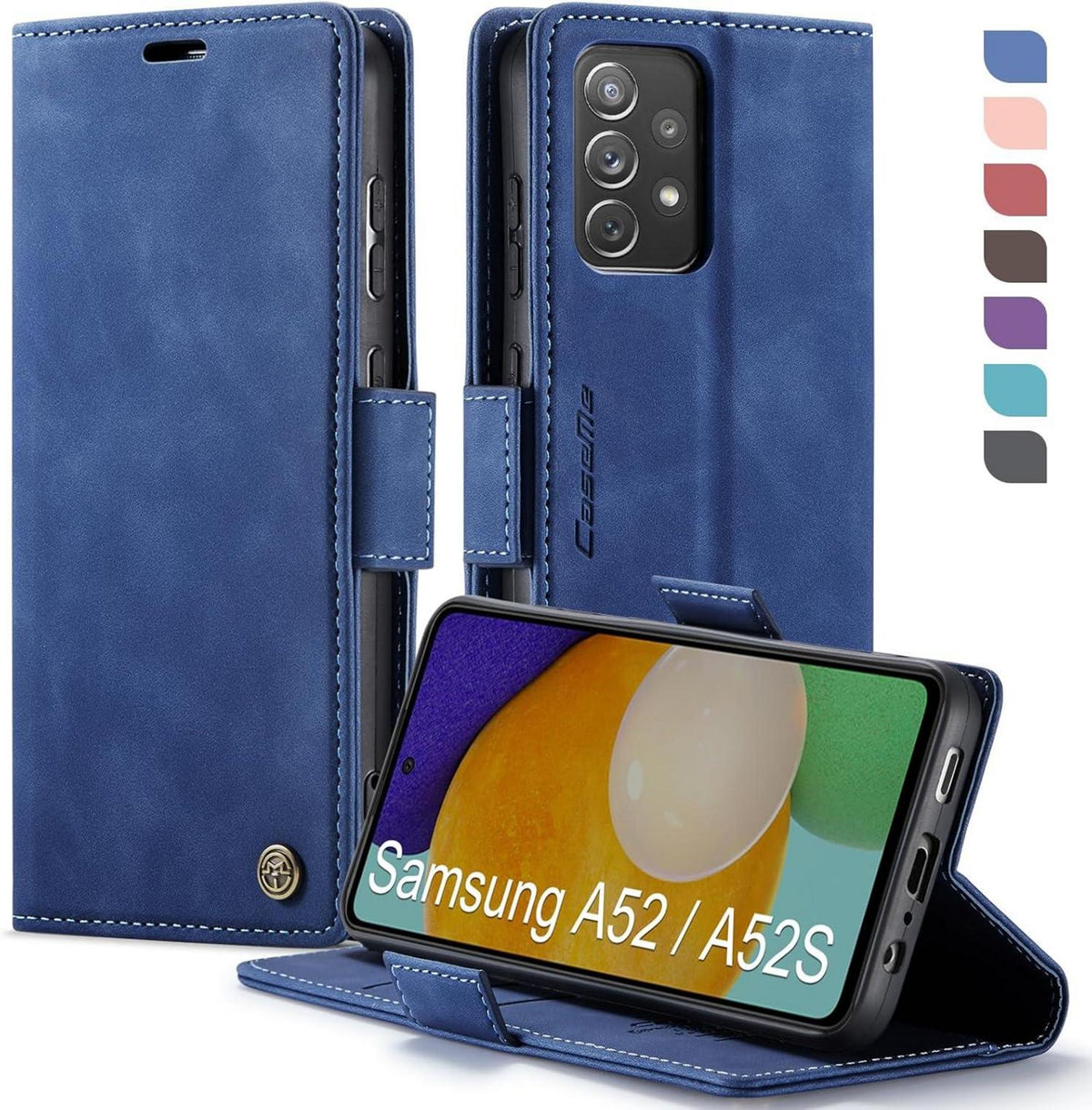 Samsung Galaxy A52/A52S Klapphülle PU Leder RFID Schutz Blau