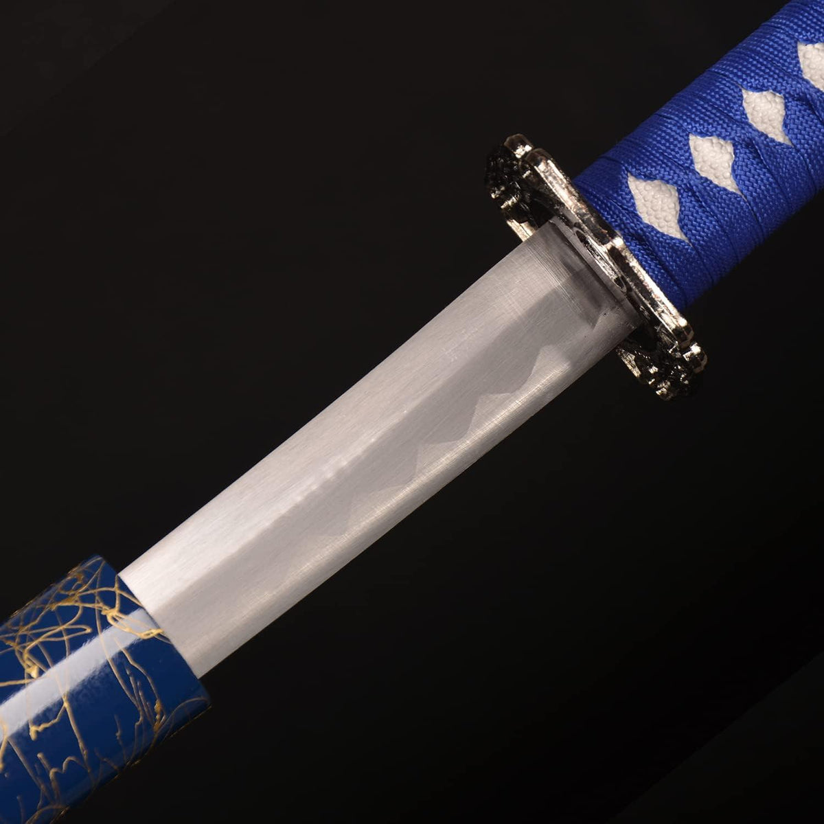Samurai Schwert Set Japanisches Schwertregal 3-teilig Schwarzes/blaues Metall