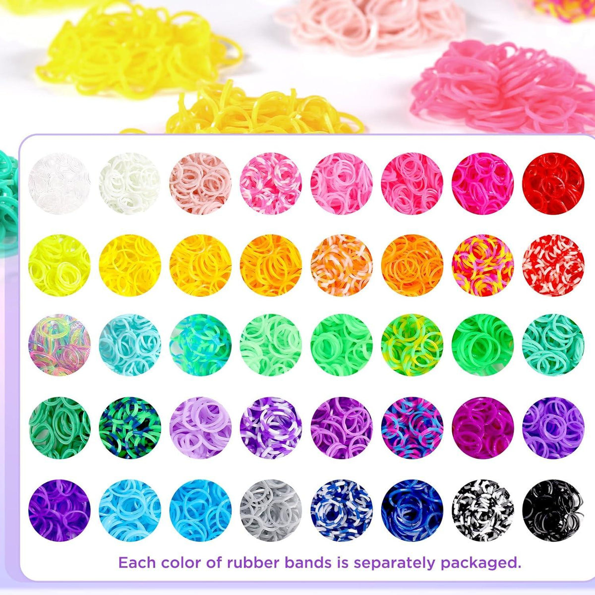 9000+ Loom Bänder Set, 40 Farben Loops Gummis für Kinder