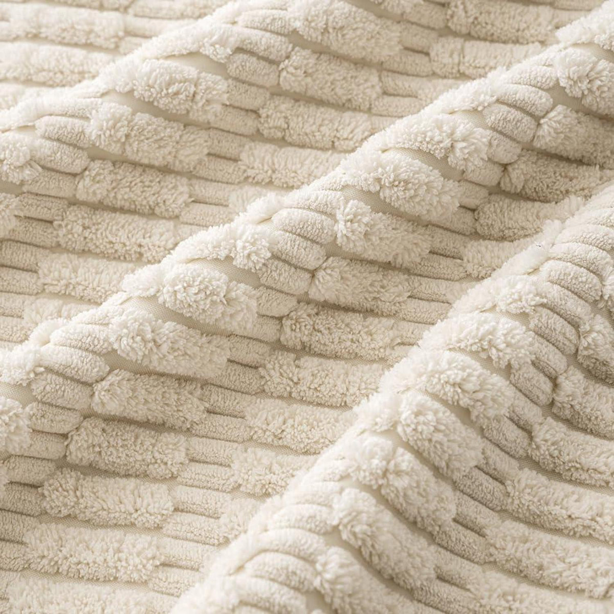 4er Set Kordsamt Kissenhüllen Beige 40x40 cm