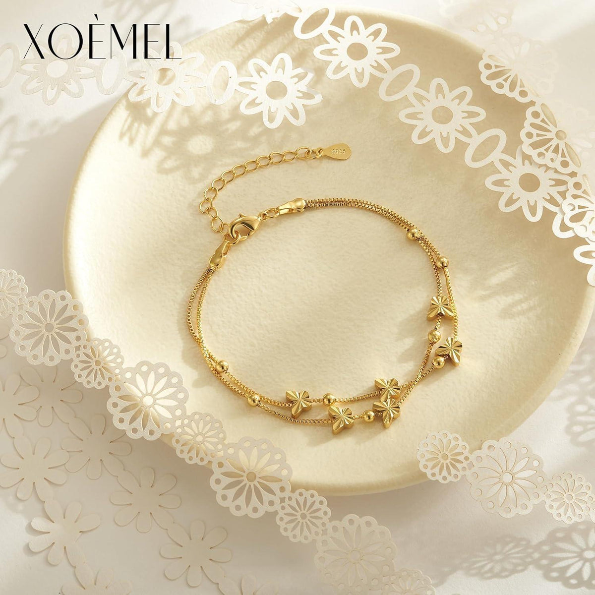 Silber Armband Damen 925 mit Schmetterlingen & Perlen