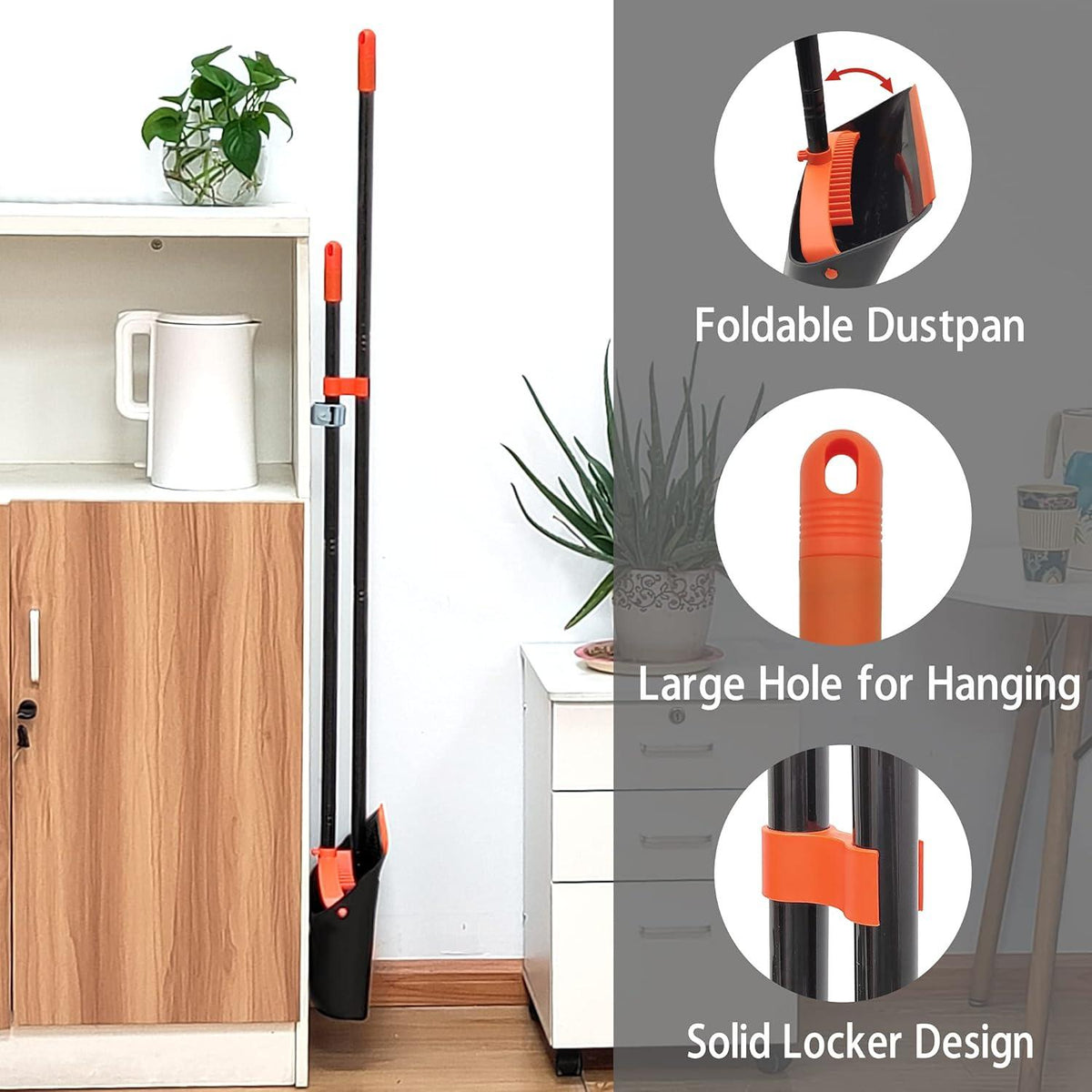 Besen Kehrschaufel Set 137 cm Langstiel Kehrbesen Aufrecht Stehende
