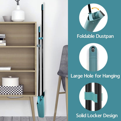 Besen und Kehrschaufel Set mit Langem Stiel 137 cm, Aufrecht Stehende