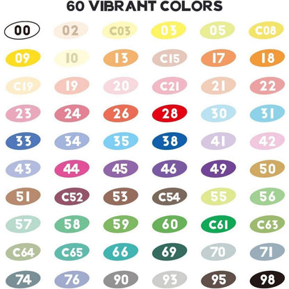 Acrylmarker Stift-Set 60 Farben | Wasserfest, Pinselspitze, DIY