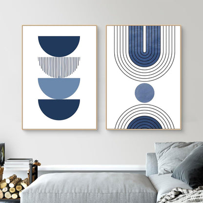 3er Boho Bilder Set Abstrakt Blau Pflanzen Wandposter Set 40x50cm
