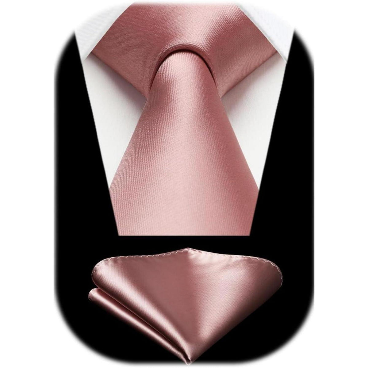 Herren Krawatten-Set mit Einstecktuch, Hochzeitskrawatte, T-Rosa