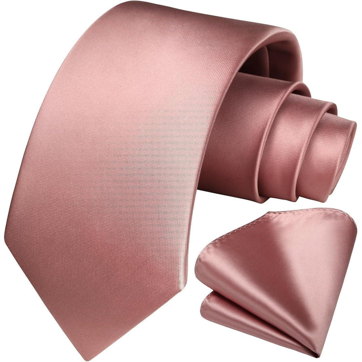 Herren Krawatten-Set mit Einstecktuch, Hochzeitskrawatte, T-Rosa