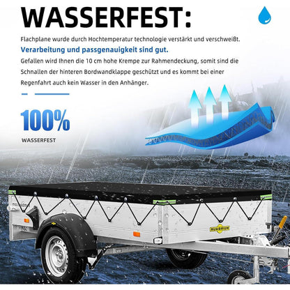 Anhängerplane Flachplane 258x136x8cm – Wasserdicht & Passgenau