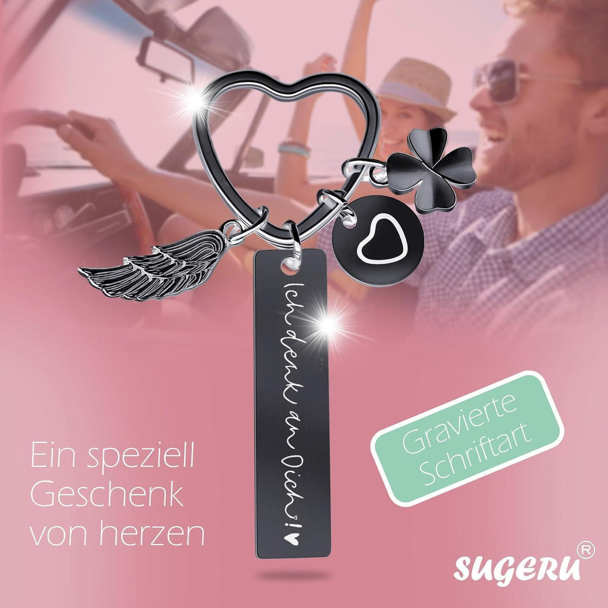 Herz Schlüsselanhänger personalisiert | Geschenk für Frauen & Mama