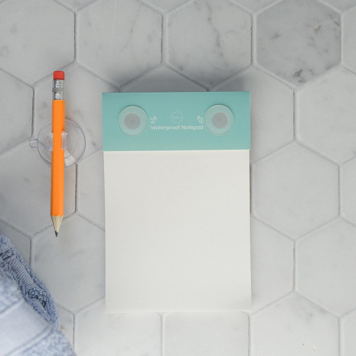 Wasserdichter Duschnotizblock mit Bleistift & Saugnäpfen