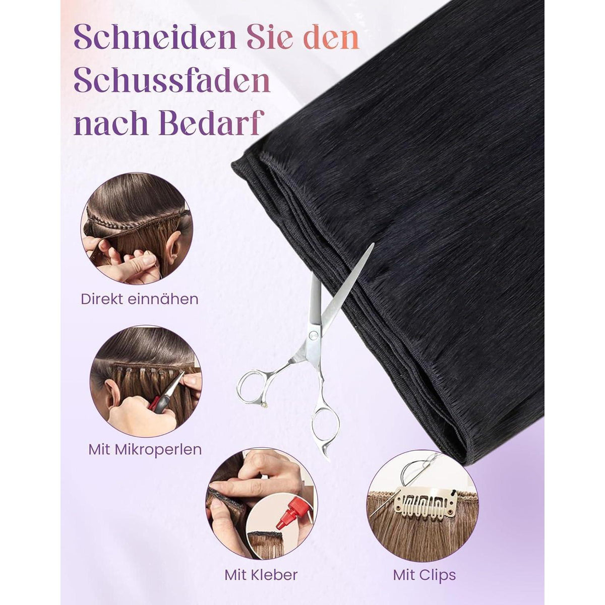 Echthaar Tressen 55cm – Haarverlängerung 100g Weft