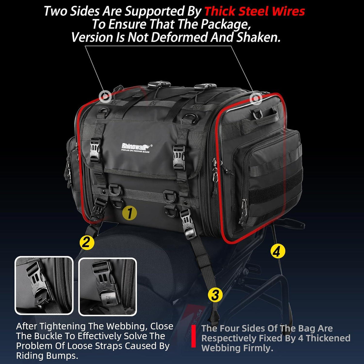 Motorrad Sitztasche 80L Wasserdicht Rücksitztasche Gepäcktasche