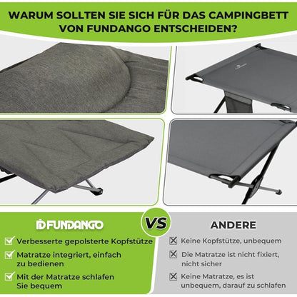 Feldbett klappbar mit Matratze und Seitentasche 190 x 67cm