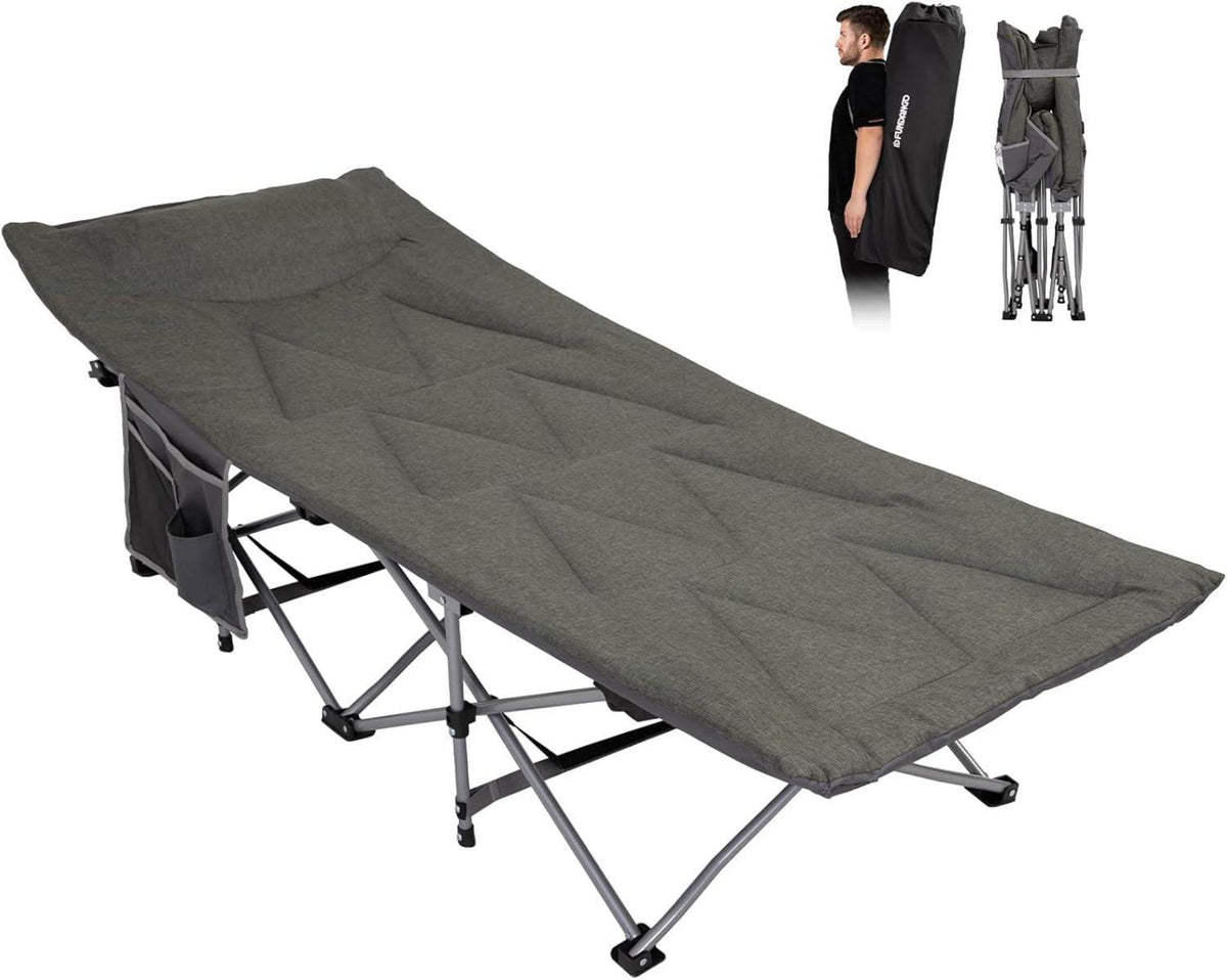 Klappbares Feldbett mit Matratze und Seitentasche für Camping und