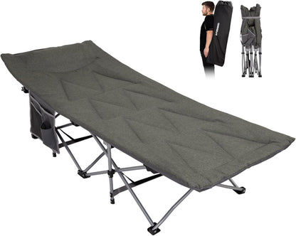 Klappbares Feldbett mit Matratze und Seitentasche für Camping und