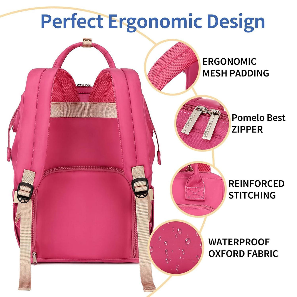 Wickelrucksack Rosa, Leicht & Wasserdicht, Große Kapazität