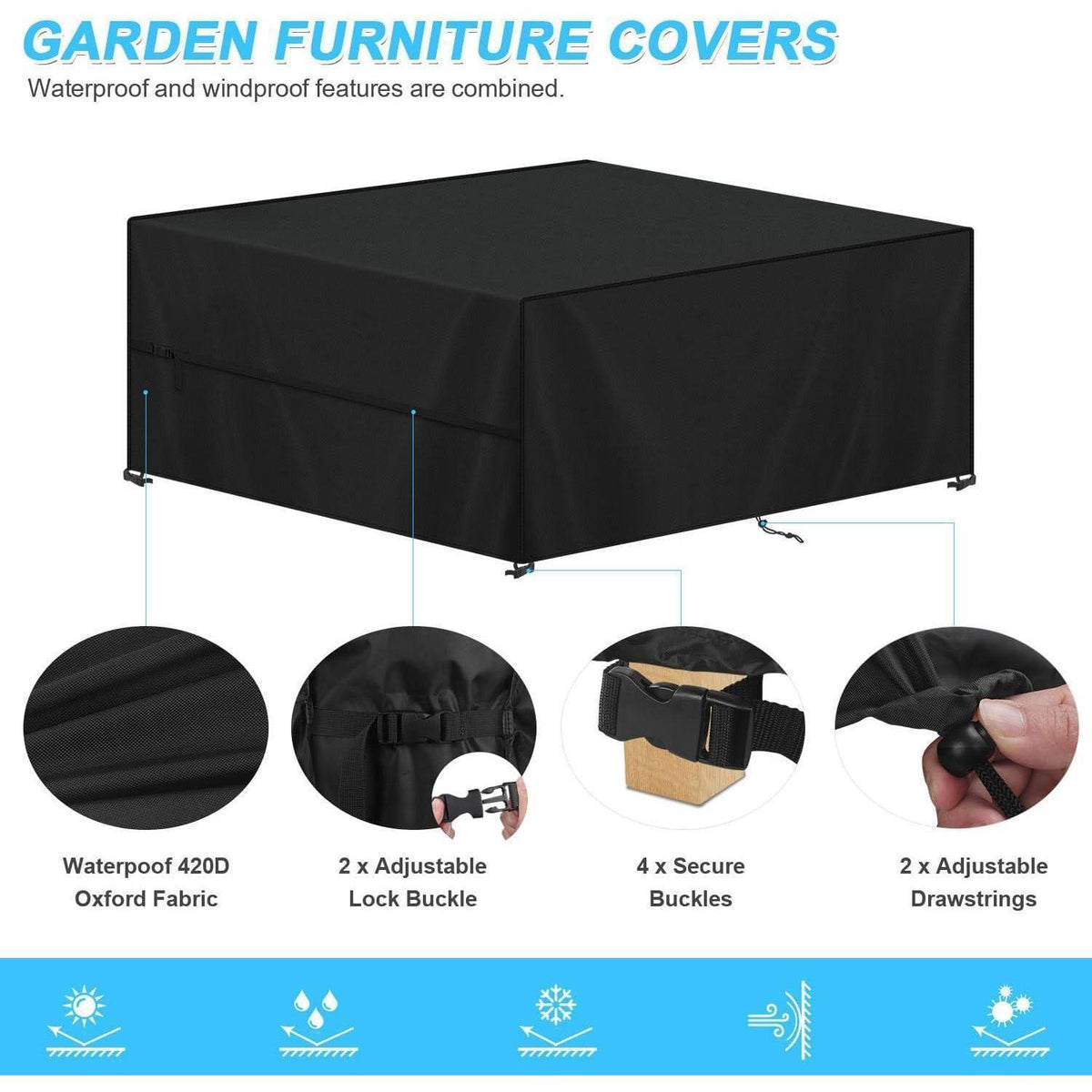 Gartenmöbel Abdeckung 150x120x90cm – Wasserdicht & Winterfest