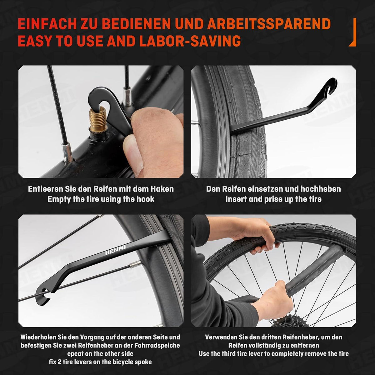 Reifenheber Fahrrad 3 Stück Stahl Stark Robust Montagewerkzeug
