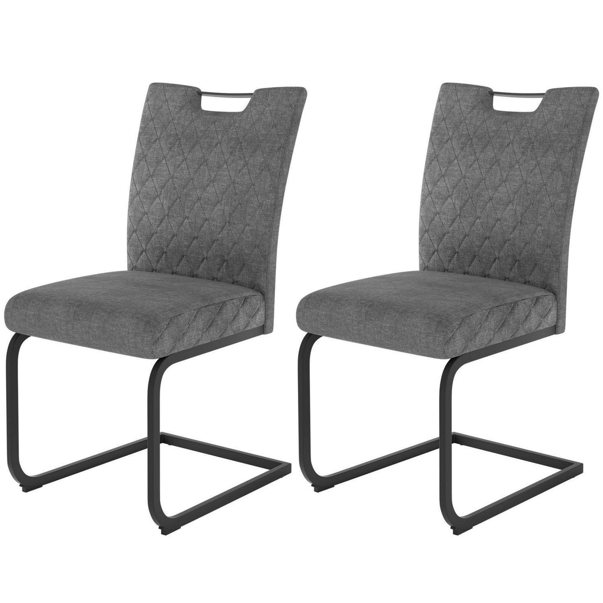 Esszimmerstühle 2er Set – Grau, Schwingstuhl, Komfortabel
