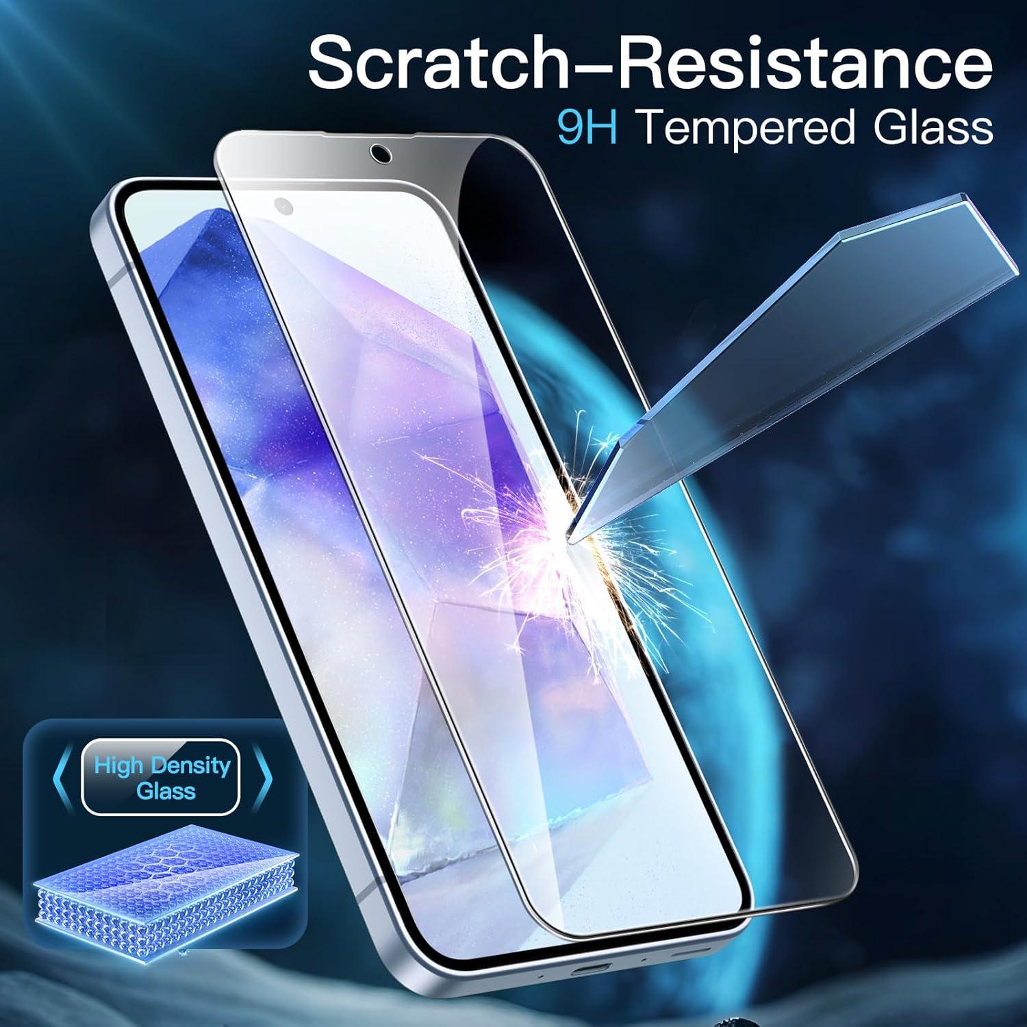 JETech Schutzfolie Samsung Galaxy A55 5G 6,6 Zoll 9H Displayschutz 3 Stück