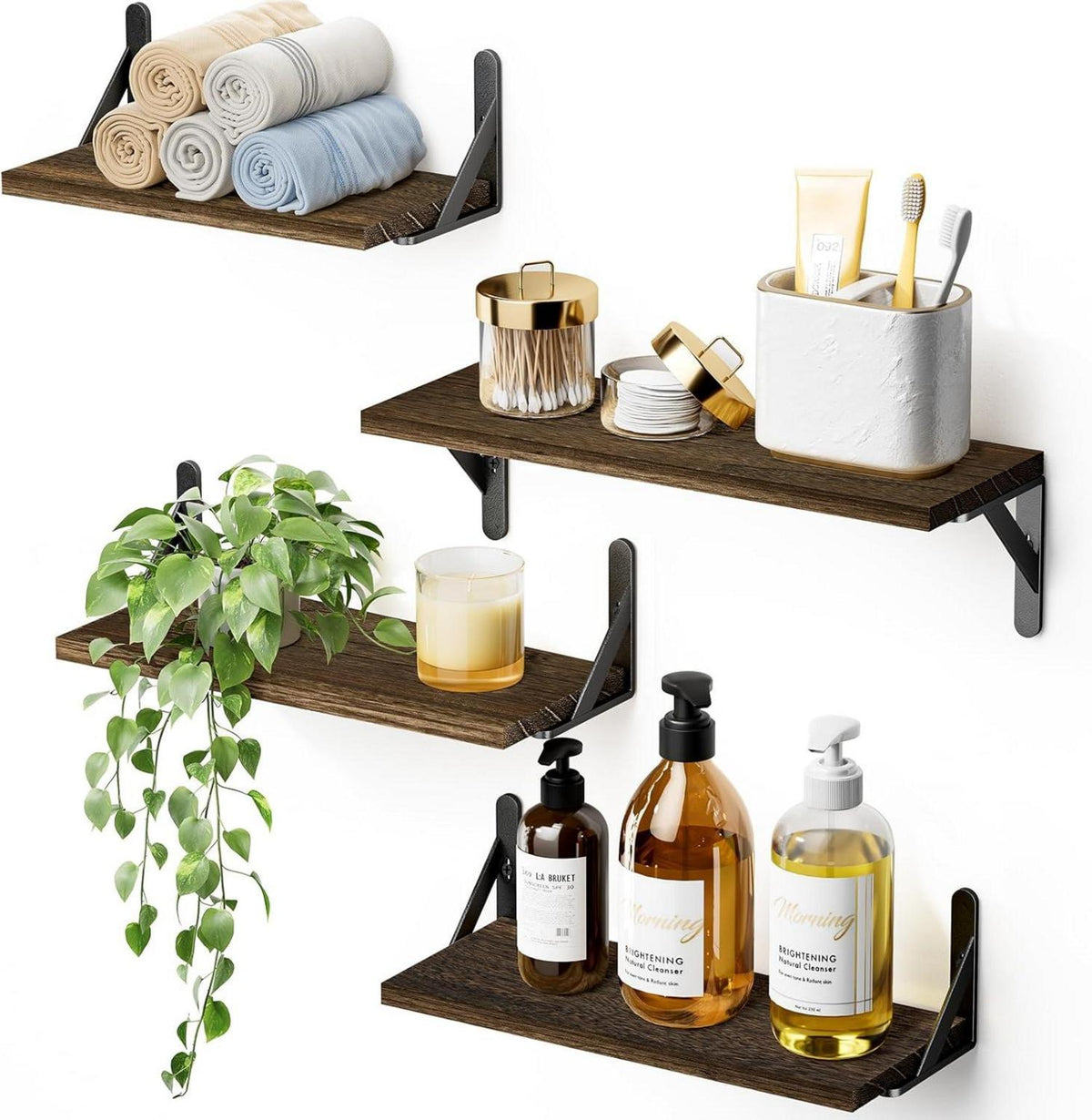 Schwebende Wandregale Rustikales Holz-Set 4